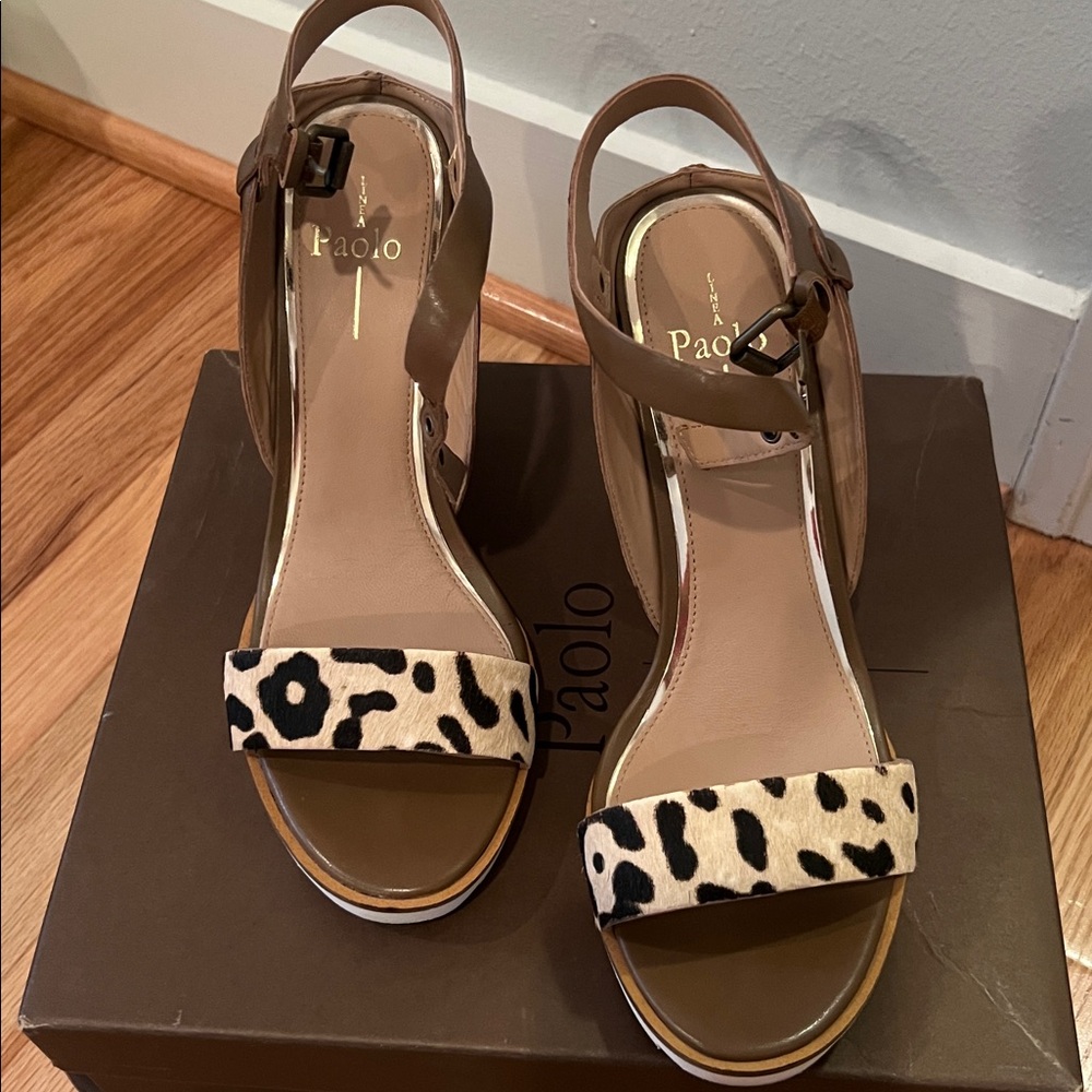 Paolo Tan and Black Animal Print Sandals - Picture 5 of 6